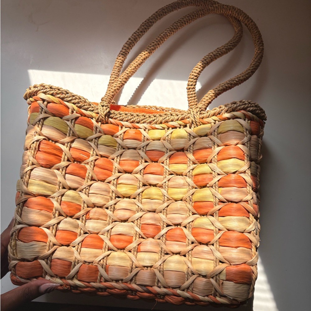 Handwoven Orange and Yellow Tote Bag